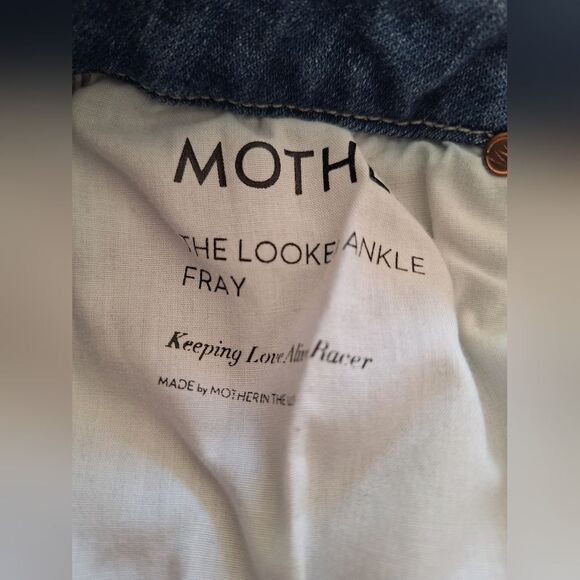 Mother the looker Ankle Fray Blue with  red stripes jeans size 25 - Picture 5 of 10